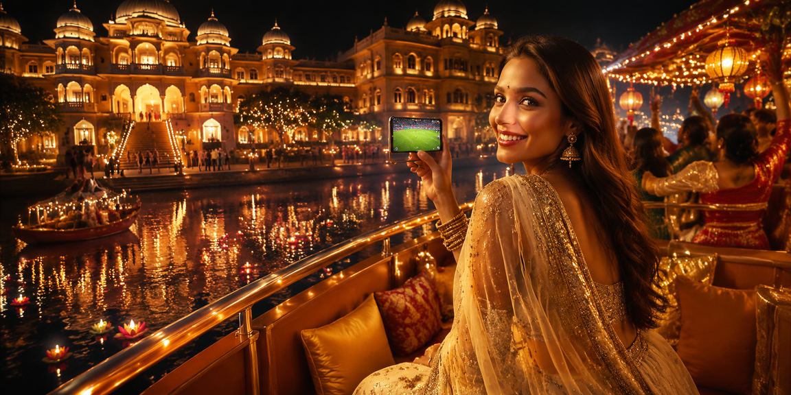 Mobile rummy gameplay during Diwali festival in India